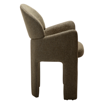 [var:Bezug=Dunkelolivfarbenes Bouclé-Gewebe] AOLE Sessel