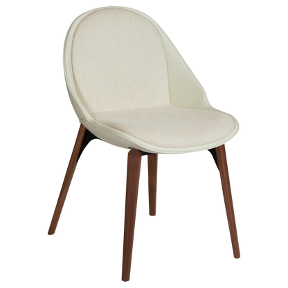 [var:Bezug=Knochenweißes Bouclé-Gewebe, vintage knochenweißes Kunstleder mit Walnussbeinen] ARCH Stuhl