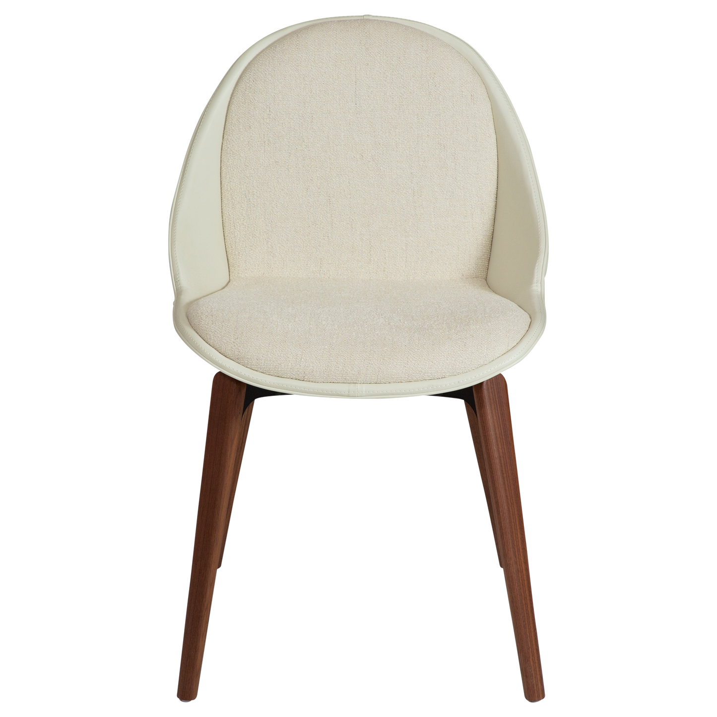 [var:Bezug=Knochenweißes Bouclé-Gewebe, vintage knochenweißes Kunstleder mit Walnussbeinen] ARCH Stuhl