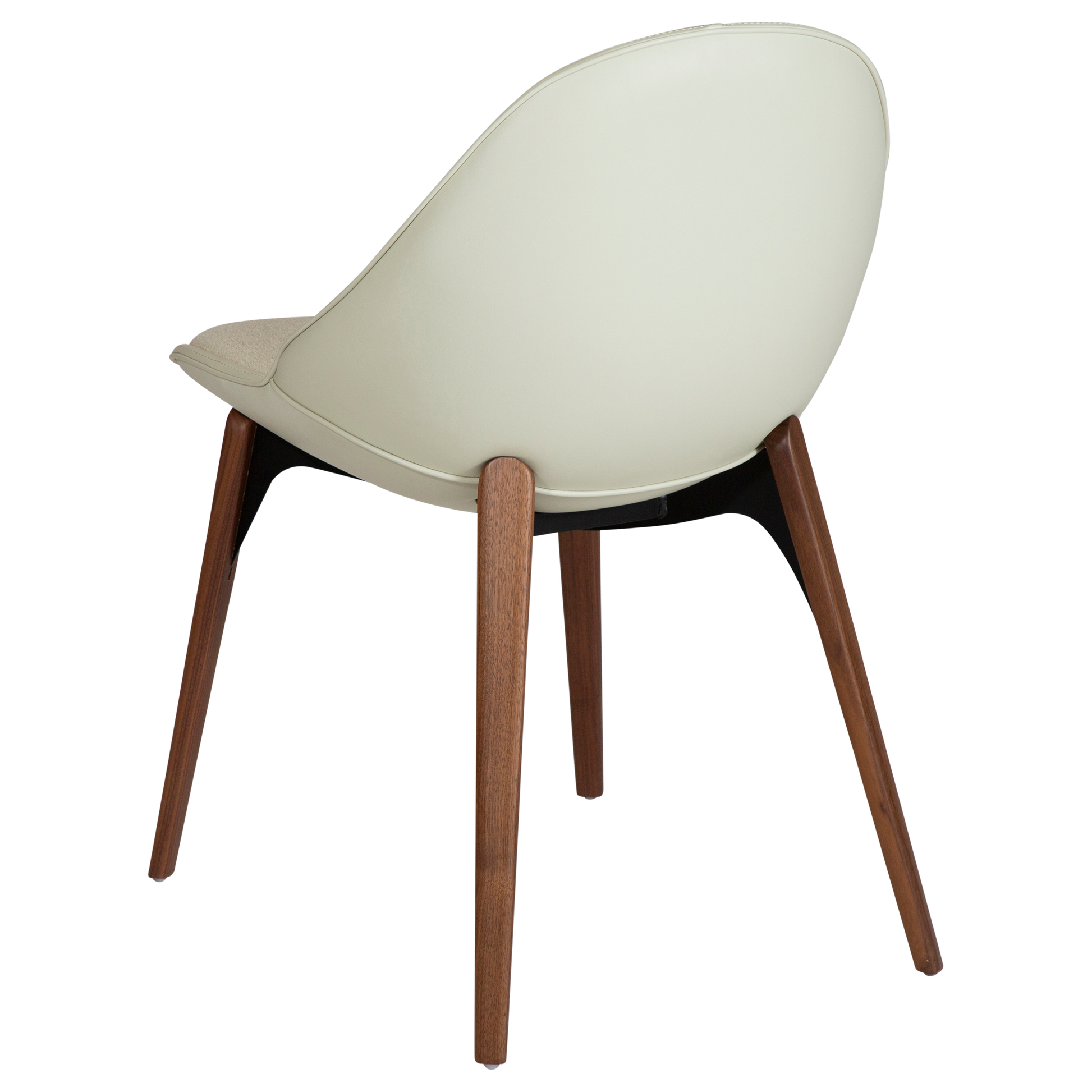 [var:Bezug=Knochenweißes Bouclé-Gewebe, vintage knochenweißes Kunstleder mit Walnussbeinen] ARCH Stuhl