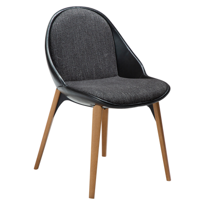 [var:Bezug=Raben-schwarzes Bouclé-Gewebe, vintage schwarzes Kunstleder mit Eichenbeinen] ARCH Stuhl