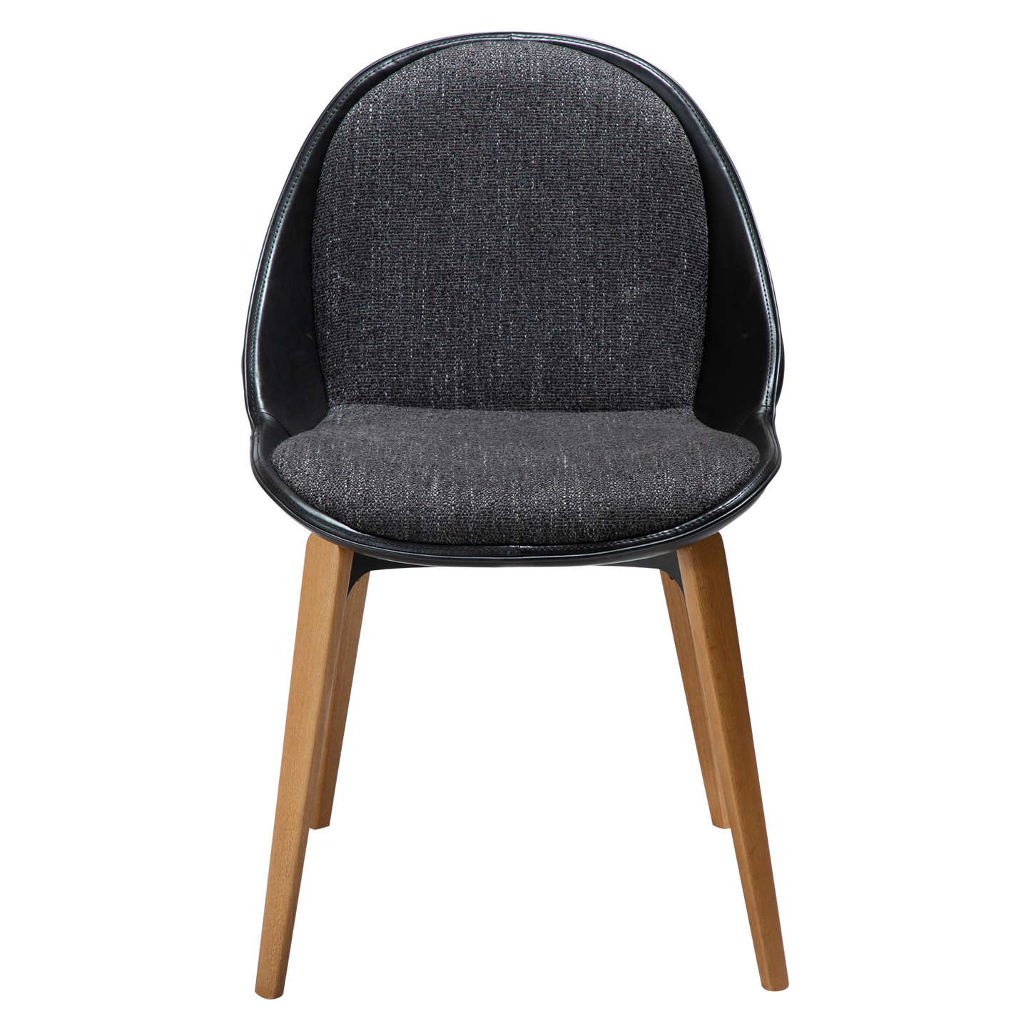 [var:Bezug=Raben-schwarzes Bouclé-Gewebe, vintage schwarzes Kunstleder mit Eichenbeinen] ARCH Stuhl