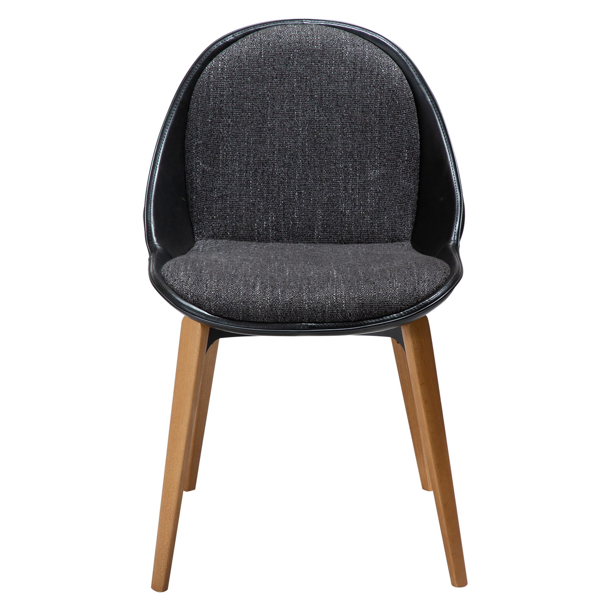 [var:Bezug=Raben-schwarzes Bouclé-Gewebe, vintage schwarzes Kunstleder mit Eichenbeinen] ARCH Stuhl