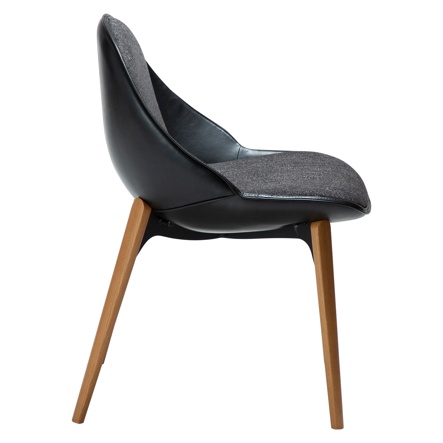 [var:Bezug=Raben-schwarzes Bouclé-Gewebe, vintage schwarzes Kunstleder mit Eichenbeinen] ARCH Stuhl