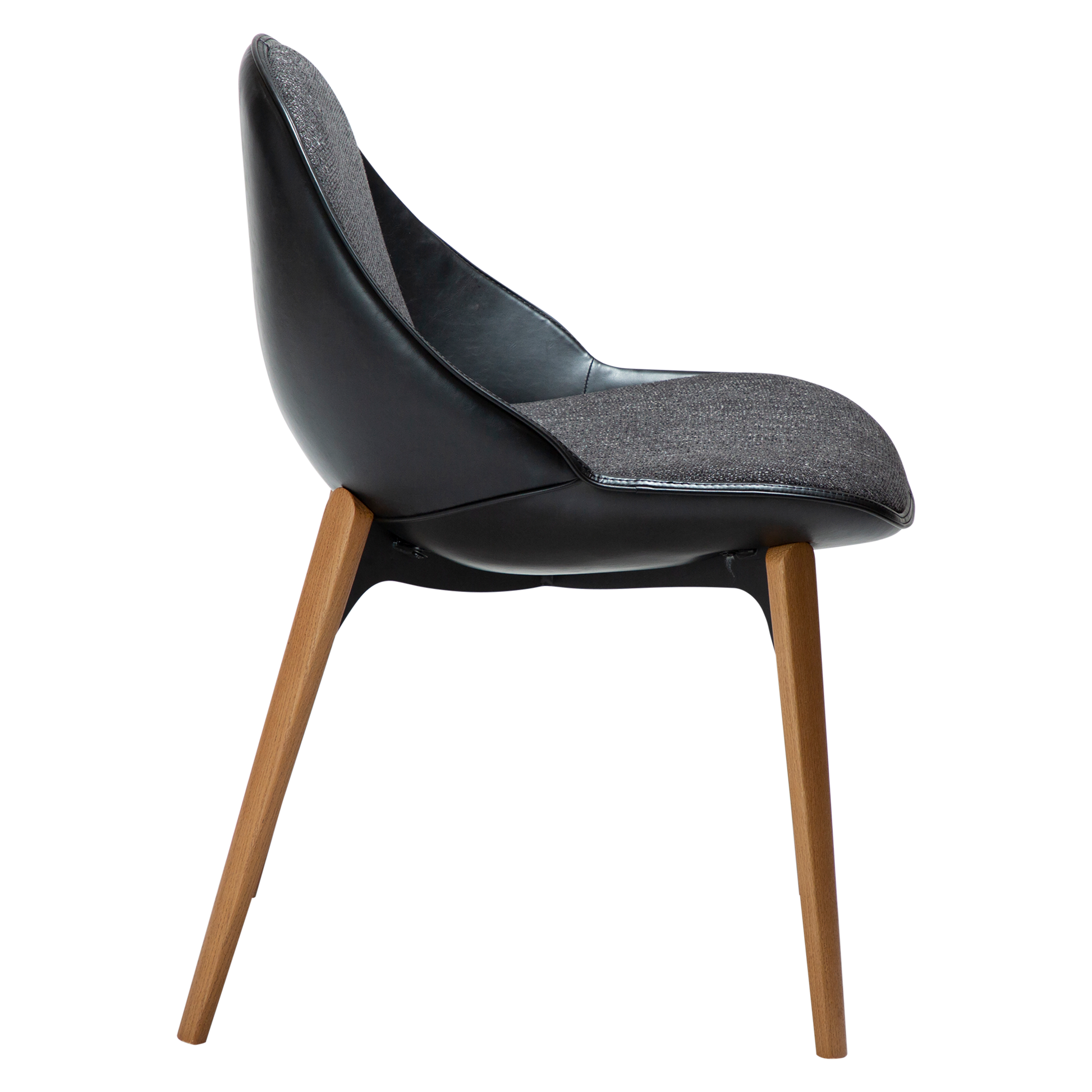 [var:Bezug=Raben-schwarzes Bouclé-Gewebe, vintage schwarzes Kunstleder mit Eichenbeinen] ARCH Stuhl