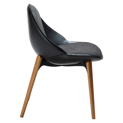 [var:Bezug=Raben-schwarzes Bouclé-Gewebe, vintage schwarzes Kunstleder mit Eichenbeinen] ARCH Stuhl