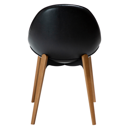 [var:Bezug=Raben-schwarzes Bouclé-Gewebe, vintage schwarzes Kunstleder mit Eichenbeinen] ARCH Stuhl