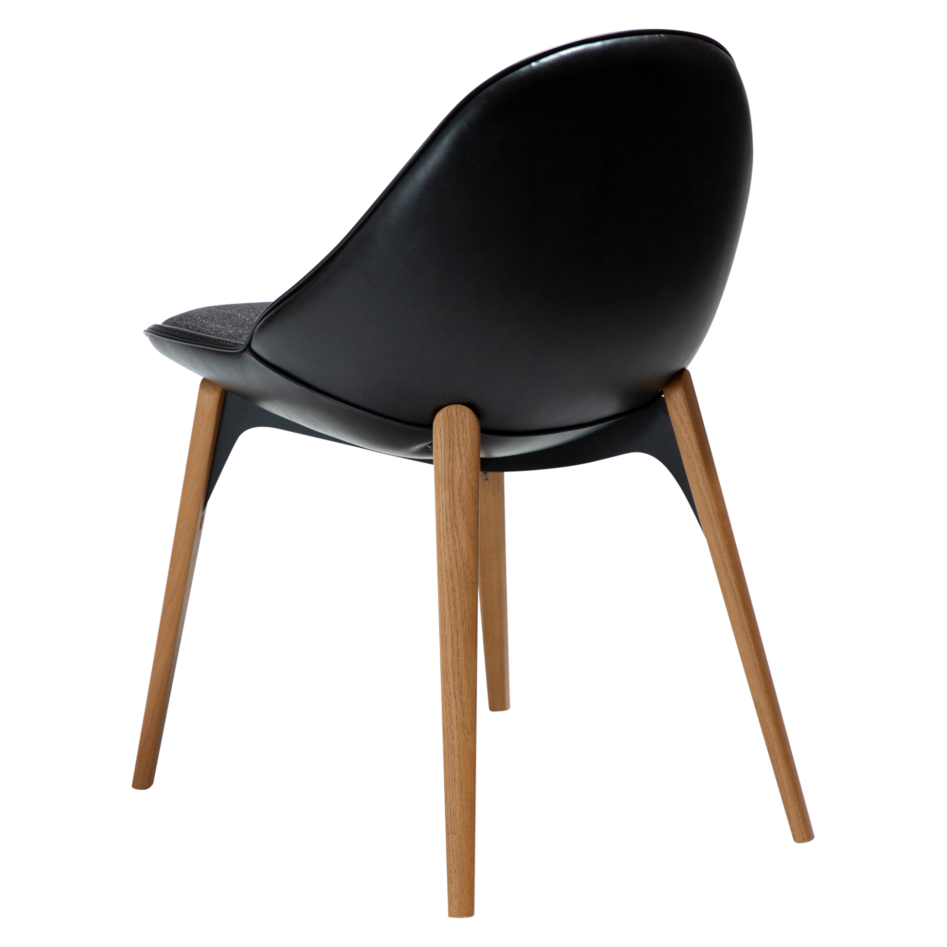 [var:Bezug=Raben-schwarzes Bouclé-Gewebe, vintage schwarzes Kunstleder mit Eichenbeinen] ARCH Stuhl