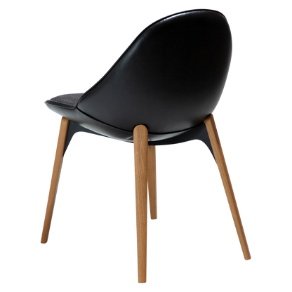 [var:Bezug=Raben-schwarzes Bouclé-Gewebe, vintage schwarzes Kunstleder mit Eichenbeinen] ARCH Stuhl