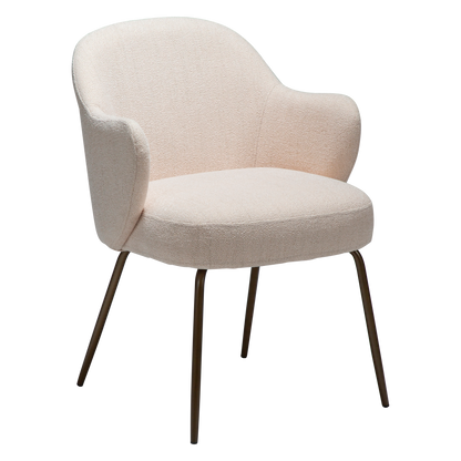 [var:Bezug=Kreolisches Rosa Bouclé-Gewebe mit antiken Messingbeinen] BAE Sessel