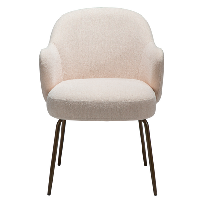 [var:Bezug=Kreolisches Rosa Bouclé-Gewebe mit antiken Messingbeinen] BAE Sessel