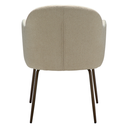 [var:Bezug=Frosted Almond Bouclé-Stoff mit Schimmer und antiken Messingbeinen] BAE Sessel