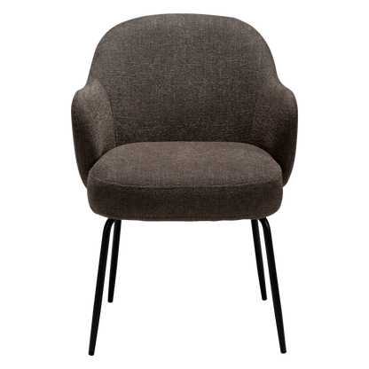 [var:Bezug=Hauptsächlich braunes Bouclé-Gewebe mit schwarzen Metallbeinen] BAE Sessel