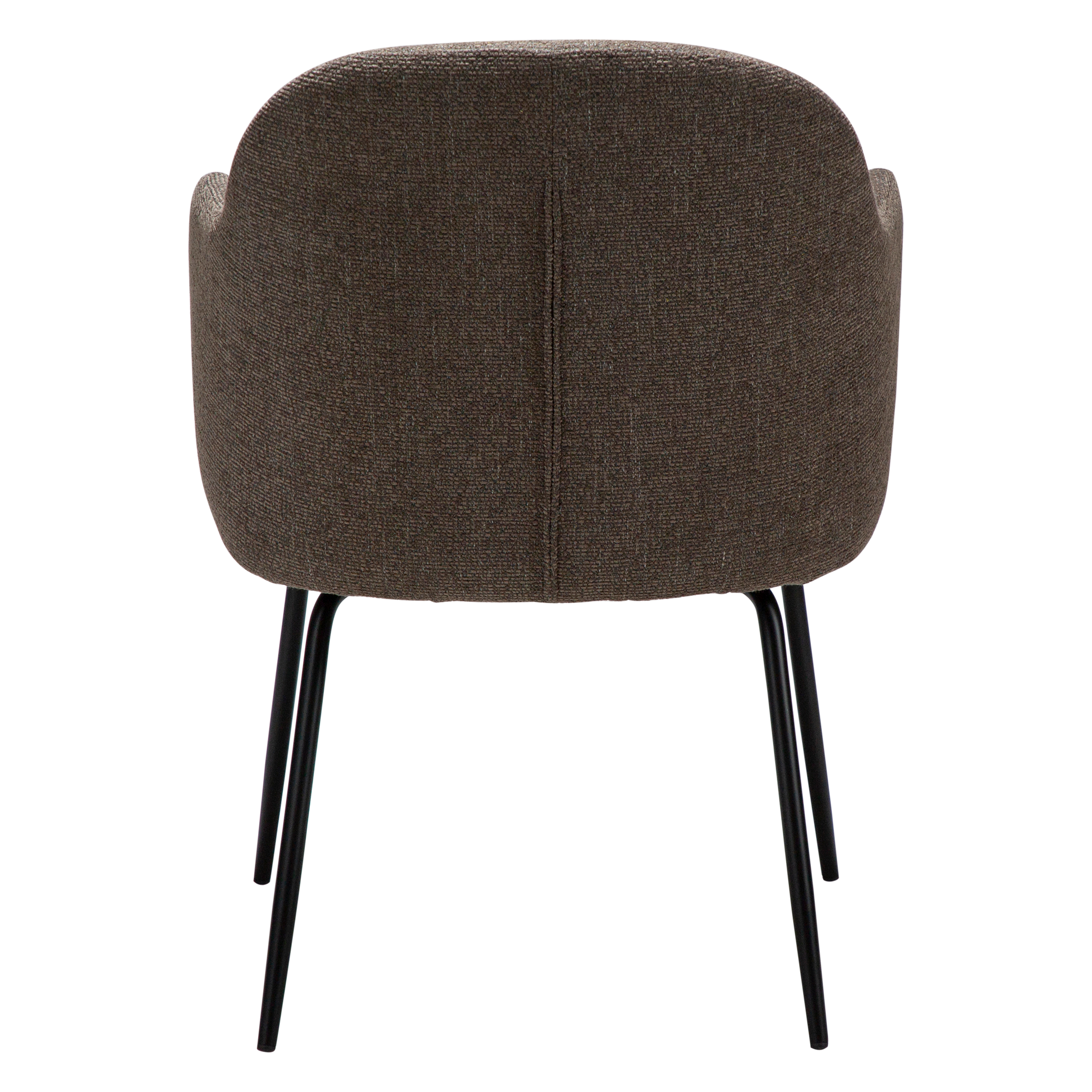 [var:Bezug=Hauptsächlich braunes Bouclé-Gewebe mit schwarzen Metallbeinen] BAE Sessel