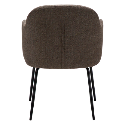 [var:Bezug=Hauptsächlich braunes Bouclé-Gewebe mit schwarzen Metallbeinen] BAE Sessel