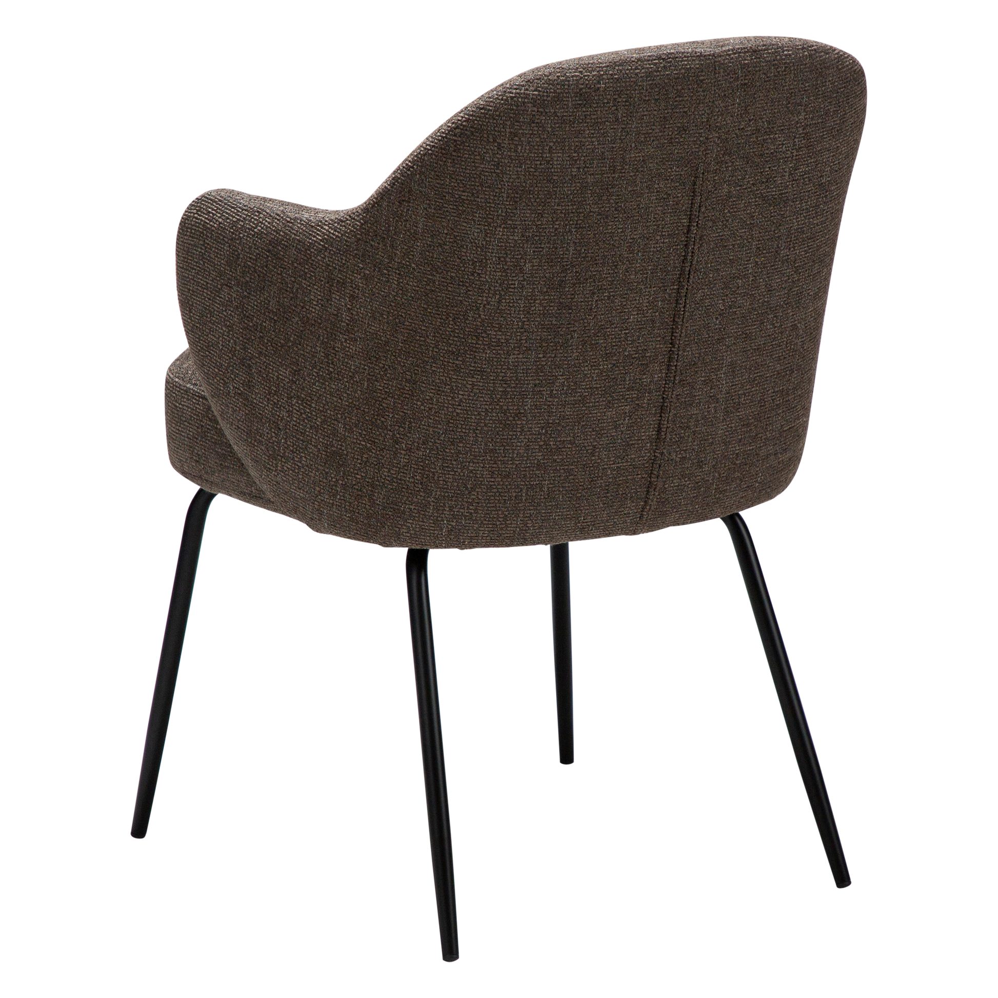 [var:Bezug=Hauptsächlich braunes Bouclé-Gewebe mit schwarzen Metallbeinen] BAE Sessel