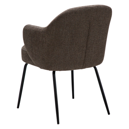 [var:Bezug=Hauptsächlich braunes Bouclé-Gewebe mit schwarzen Metallbeinen] BAE Sessel