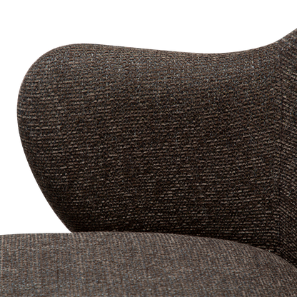 [var:Bezug=Hauptsächlich braunes Bouclé-Gewebe mit schwarzen Metallbeinen] BAE Sessel