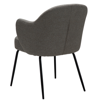 [var:Bezug=Kiesel-Erde Bouclé-Stoff mit schwarzen Metallbeinen] BAE Sessel