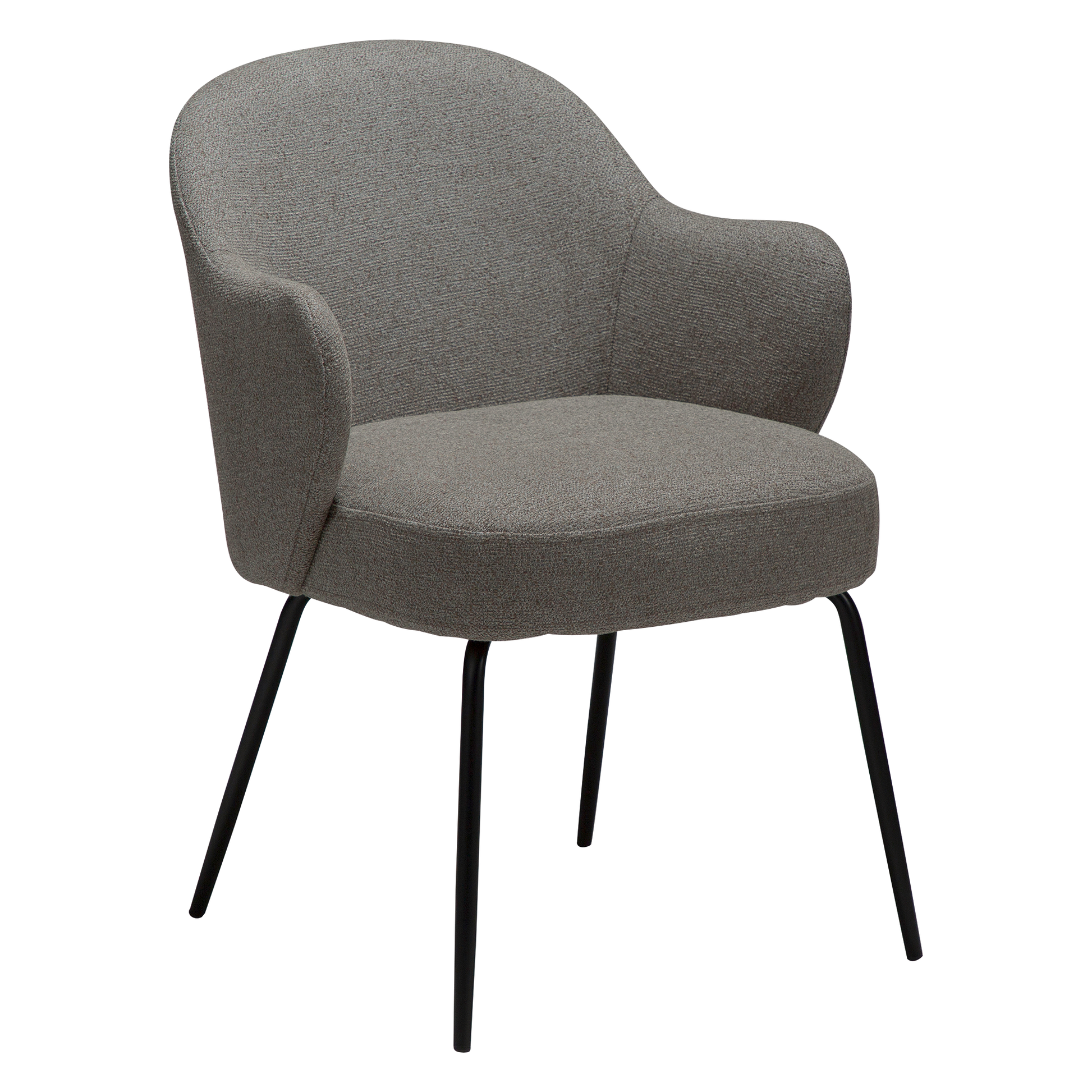 [var:Bezug=Kiesel-Erde Bouclé-Stoff mit schwarzen Metallbeinen] BAE Sessel