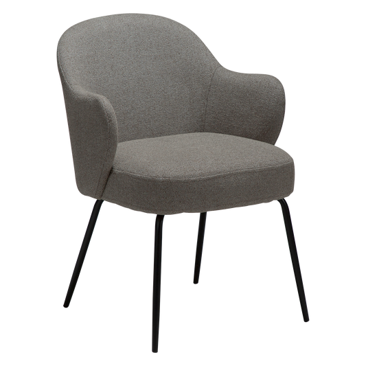 [var:Bezug=Kiesel-Erde Bouclé-Stoff mit schwarzen Metallbeinen] BAE Sessel
