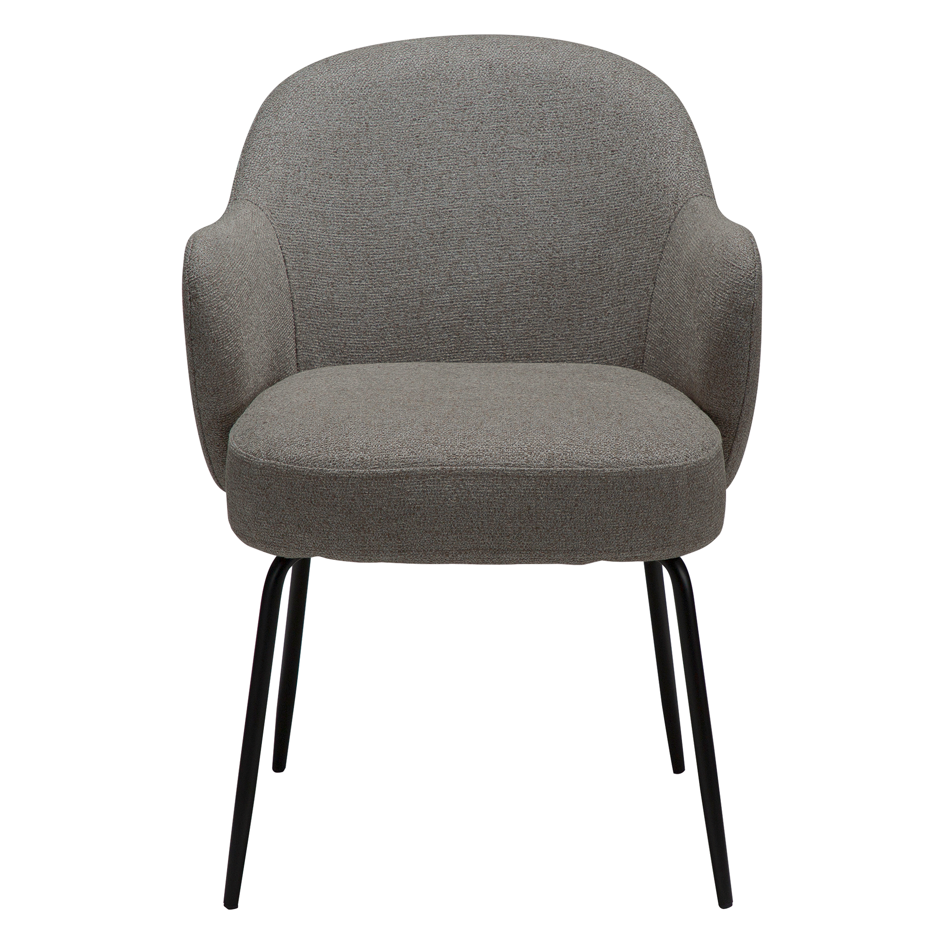 [var:Bezug=Kiesel-Erde Bouclé-Stoff mit schwarzen Metallbeinen] BAE Sessel