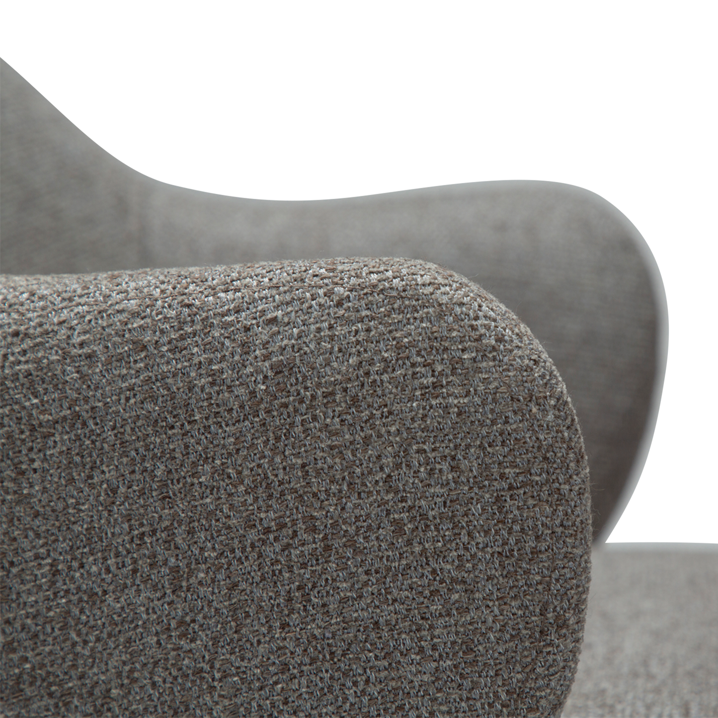 [var:Bezug=Kiesel-Erde Bouclé-Stoff mit schwarzen Metallbeinen] BAE Sessel