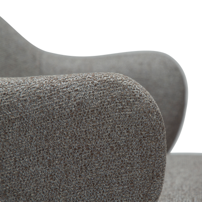 [var:Bezug=Kiesel-Erde Bouclé-Stoff mit schwarzen Metallbeinen] BAE Sessel