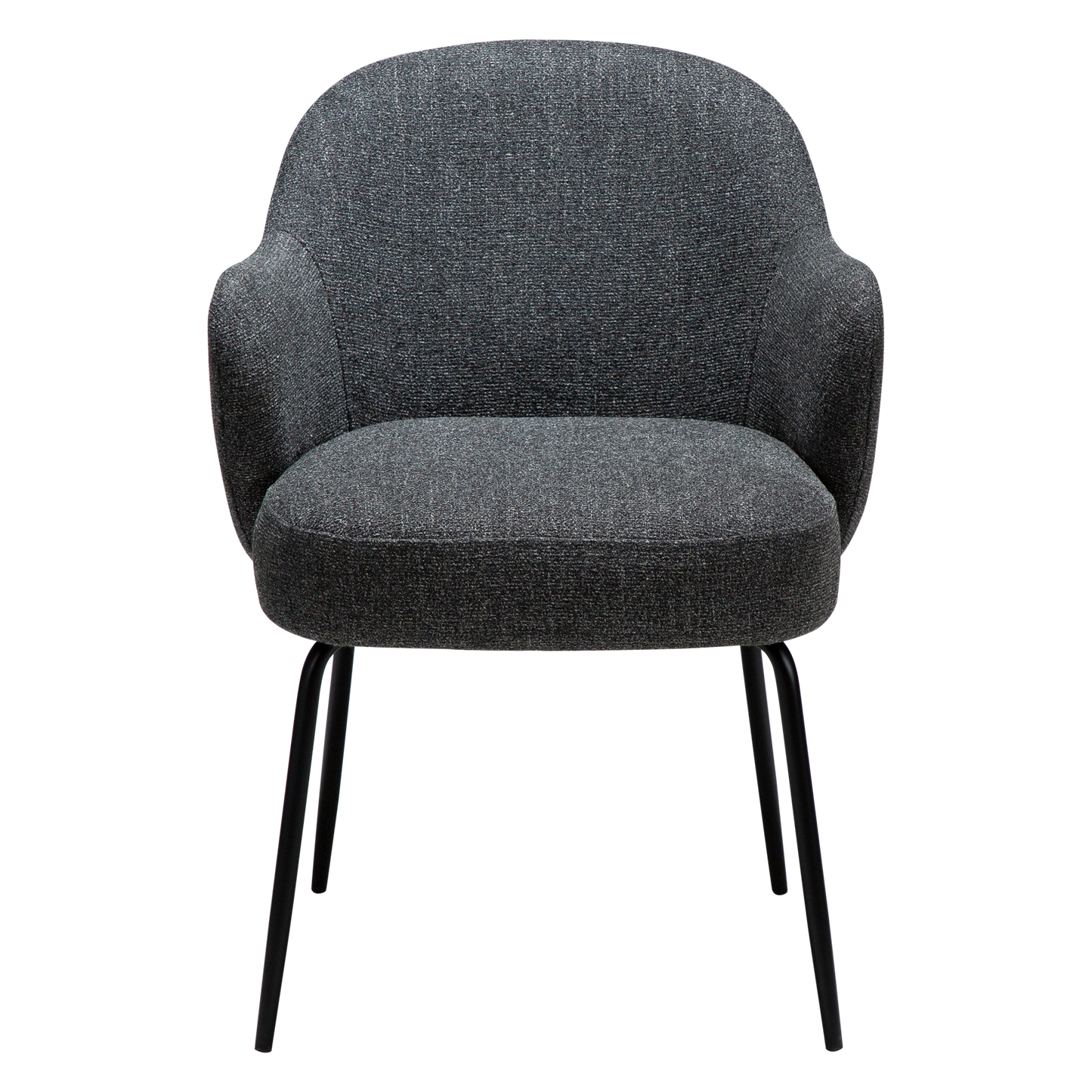 [var:Bezug=Kieselgrauer Bouclé-Stoff mit schwarzen Metallbeinen] BAE Sessel