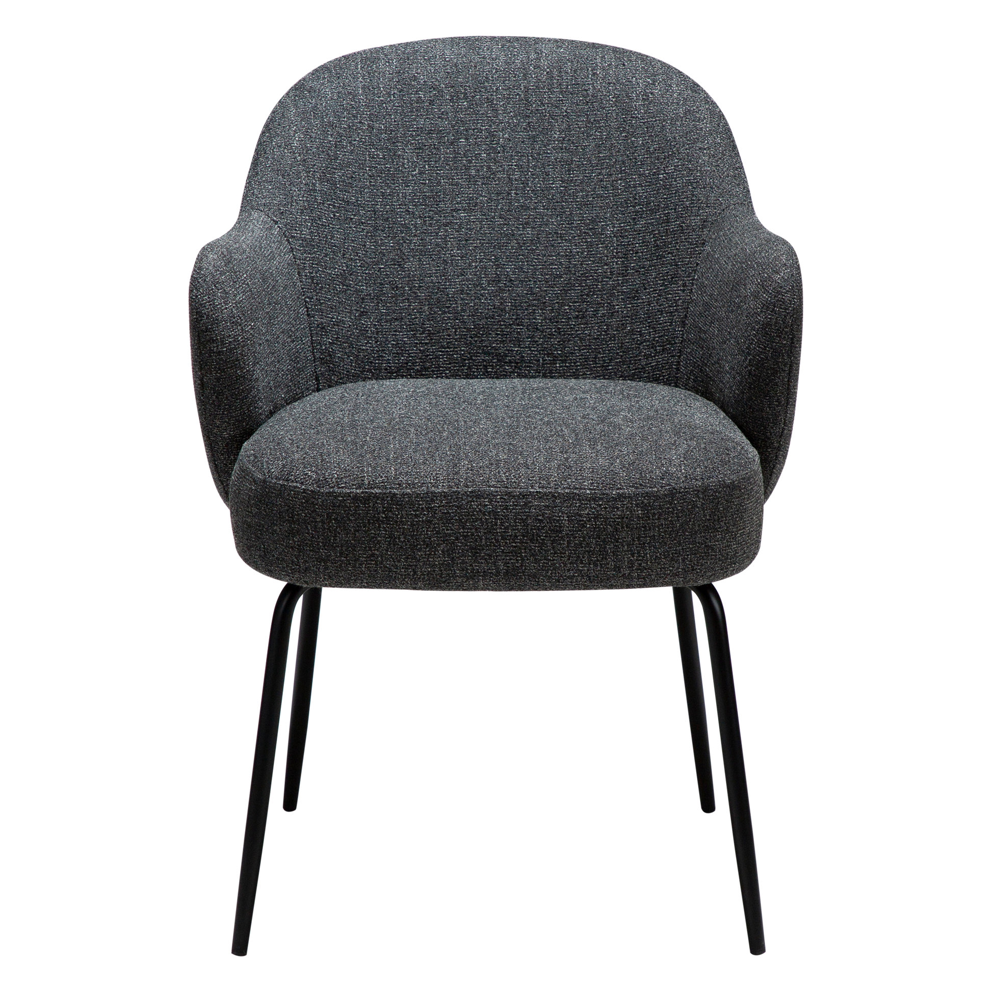 [var:Bezug=Kieselgrauer Bouclé-Stoff mit schwarzen Metallbeinen] BAE Sessel