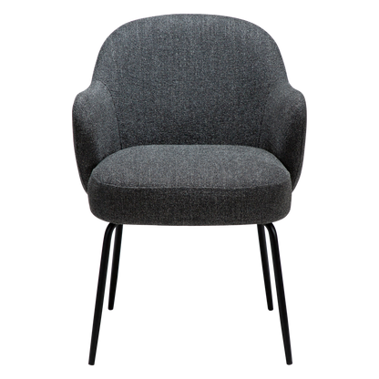 [var:Bezug=Kieselgrauer Bouclé-Stoff mit schwarzen Metallbeinen] BAE Sessel