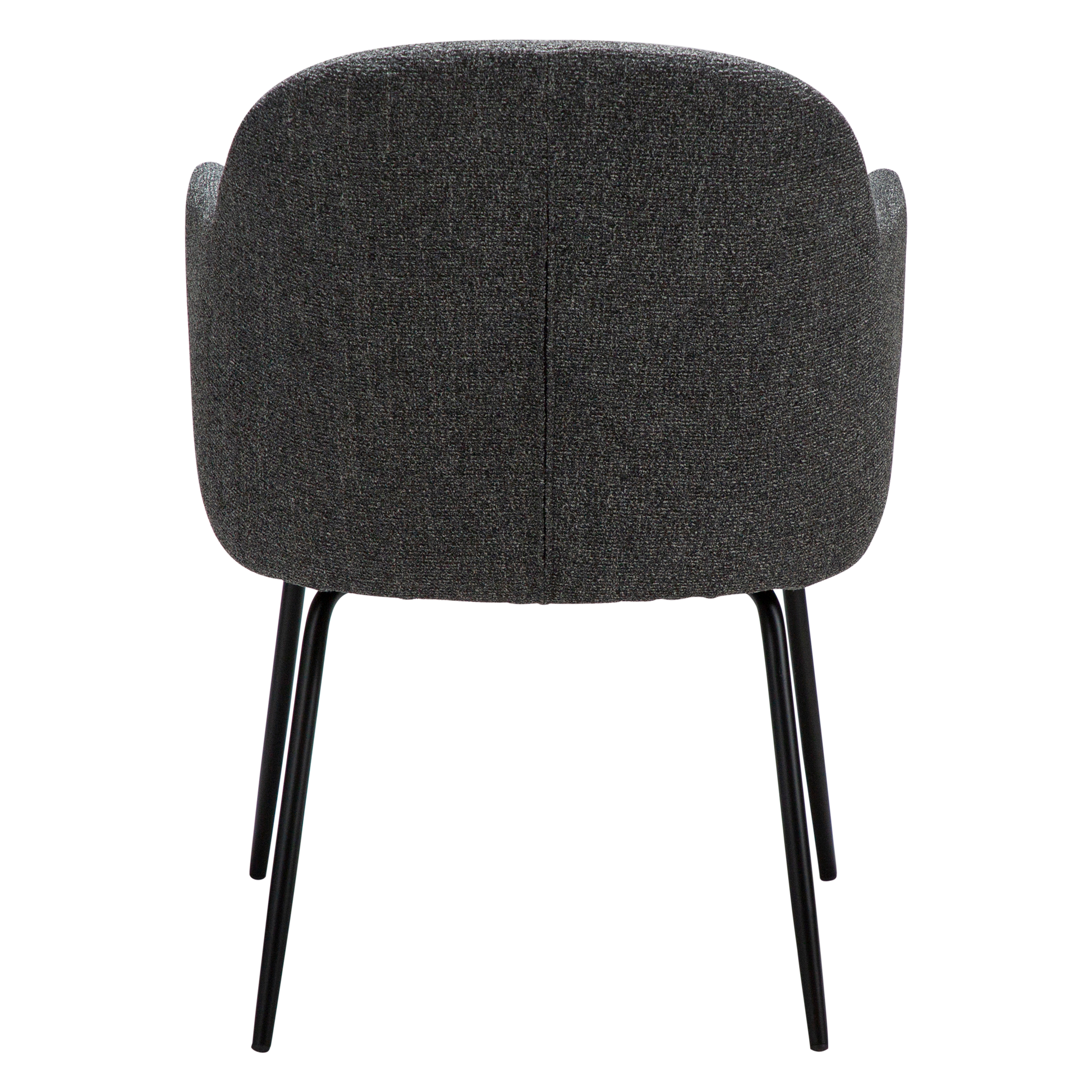 [var:Bezug=Kieselgrauer Bouclé-Stoff mit schwarzen Metallbeinen] BAE Sessel