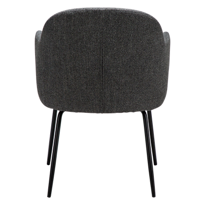 [var:Bezug=Kieselgrauer Bouclé-Stoff mit schwarzen Metallbeinen] BAE Sessel