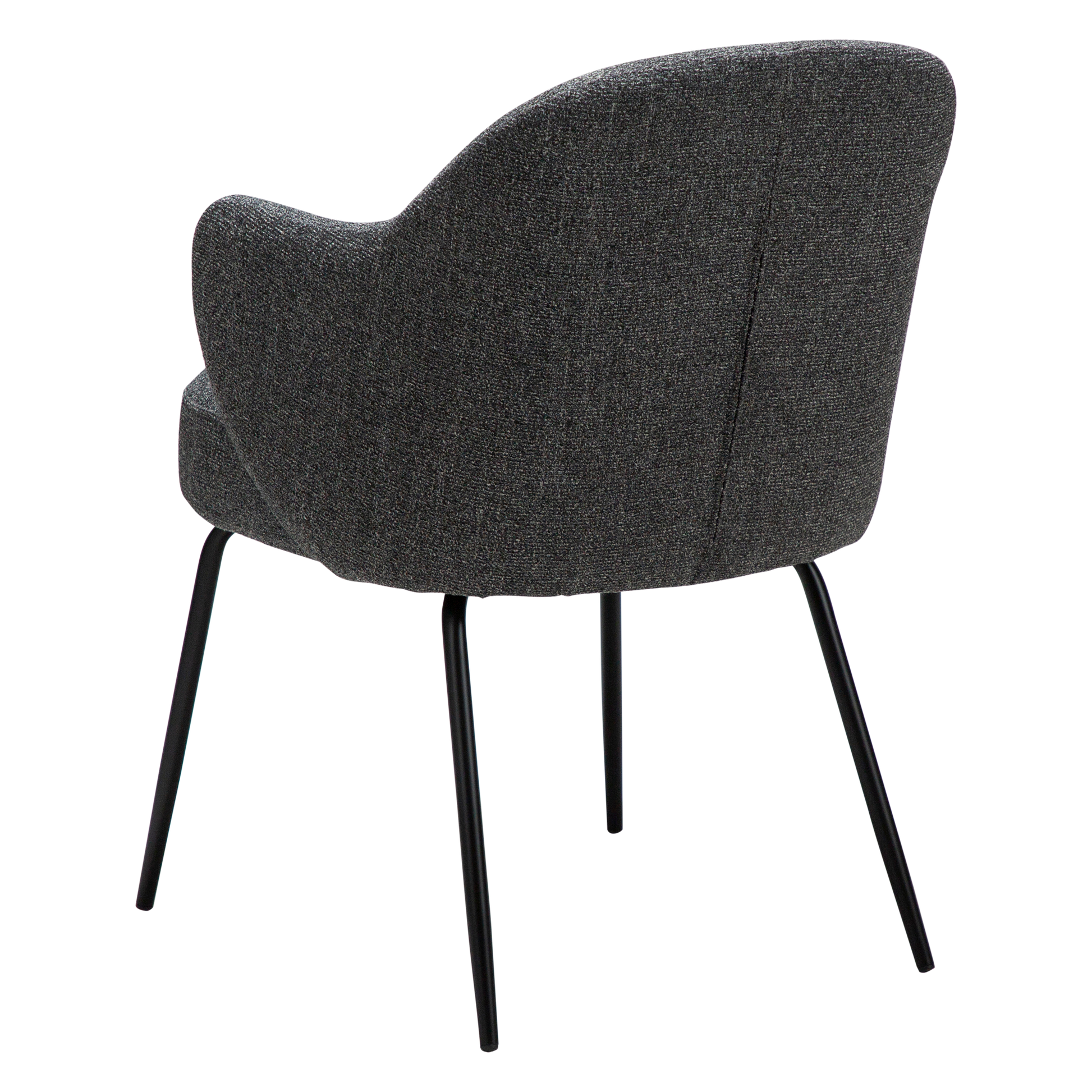 [var:Bezug=Kieselgrauer Bouclé-Stoff mit schwarzen Metallbeinen] BAE Sessel