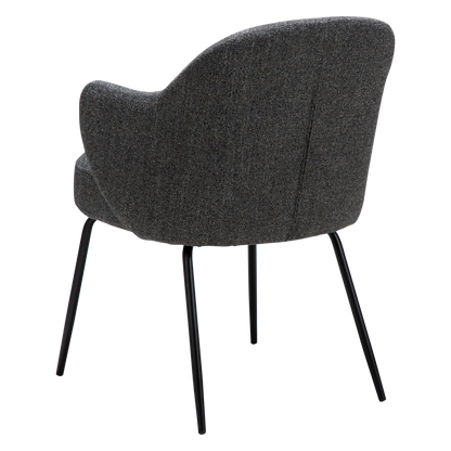 [var:Bezug=Kieselgrauer Bouclé-Stoff mit schwarzen Metallbeinen] BAE Sessel