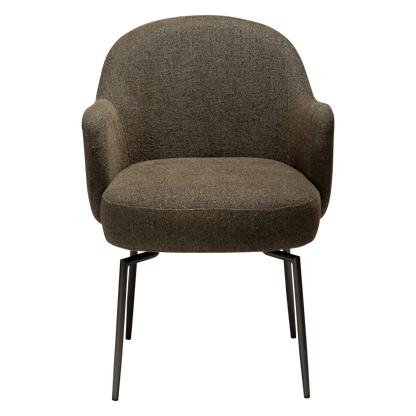 [var:Bezug=Dunkelolivfarbener Bouclé-Stoff mit antiken Zinn-Schwenkbeinen] BAE Drehstuhl