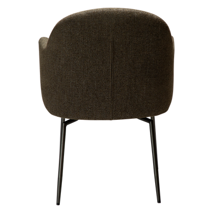 [var:Bezug=Dunkelolivfarbener Bouclé-Stoff mit antiken Zinn-Schwenkbeinen] BAE Drehstuhl