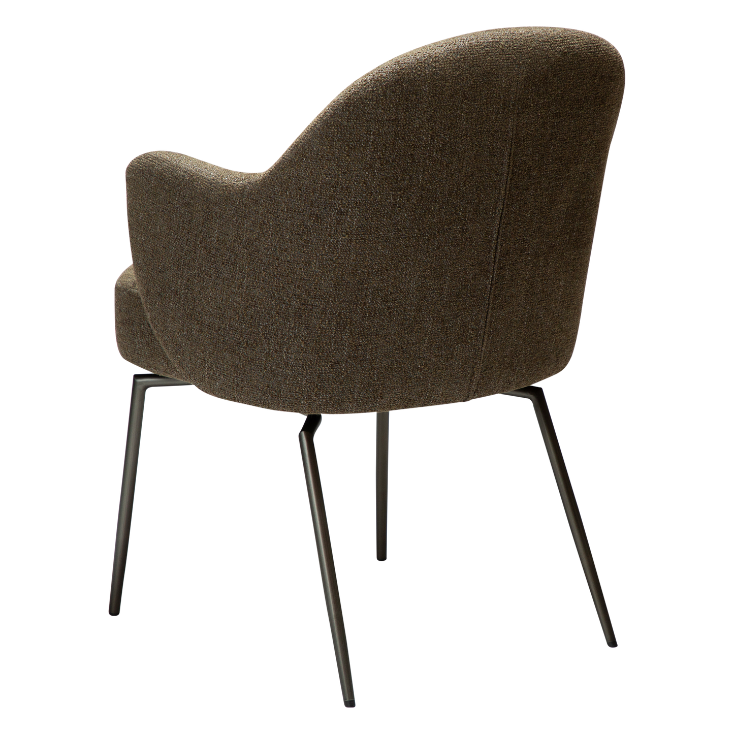 [var:Bezug=Dunkelolivfarbener Bouclé-Stoff mit antiken Zinn-Schwenkbeinen] BAE Drehstuhl