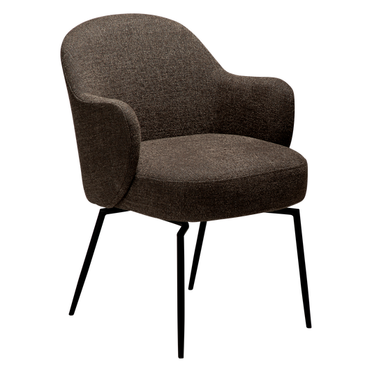 [var:Bezug=Hauptbrauner Bouclé-Stoff mit schwarzen Schwenkbeinen] BAE Drehstuhl