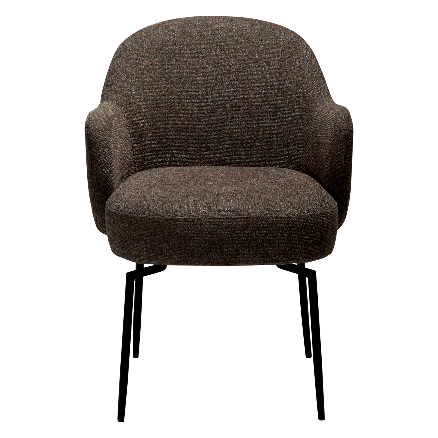 [var:Bezug=Hauptbrauner Bouclé-Stoff mit schwarzen Schwenkbeinen] BAE Drehstuhl