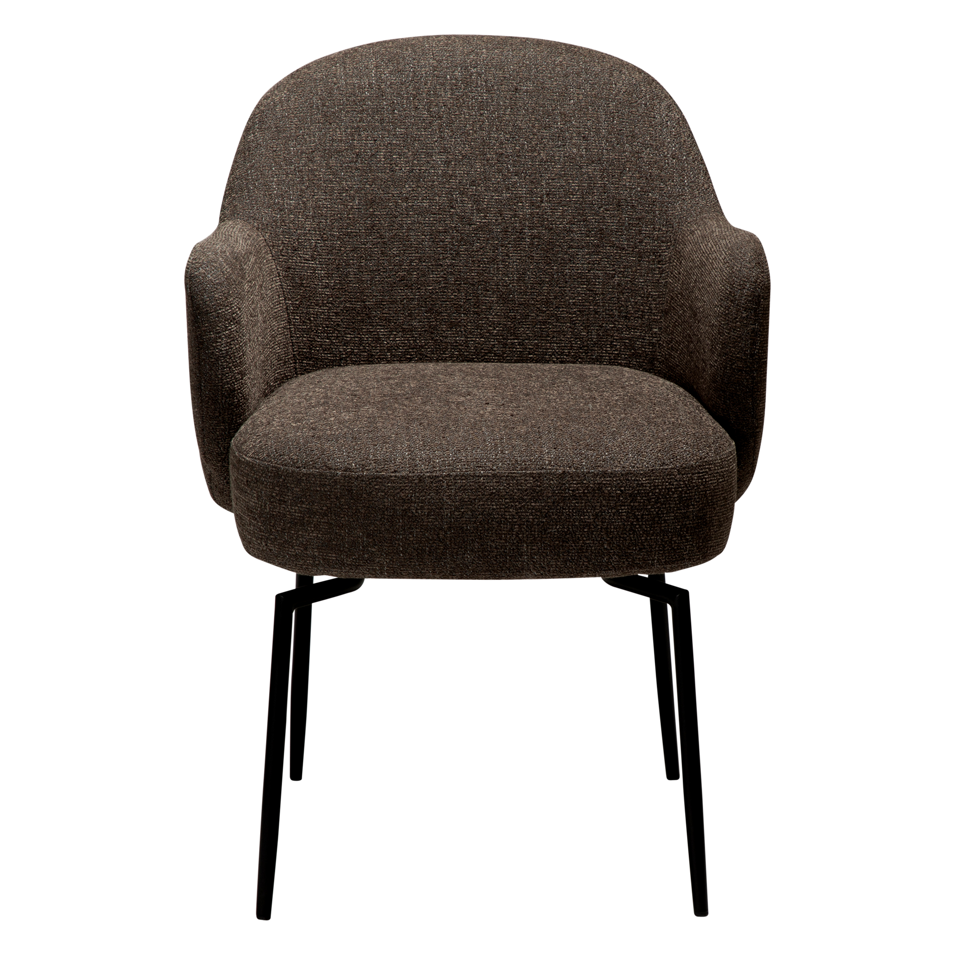 [var:Bezug=Hauptbrauner Bouclé-Stoff mit schwarzen Schwenkbeinen] BAE Drehstuhl