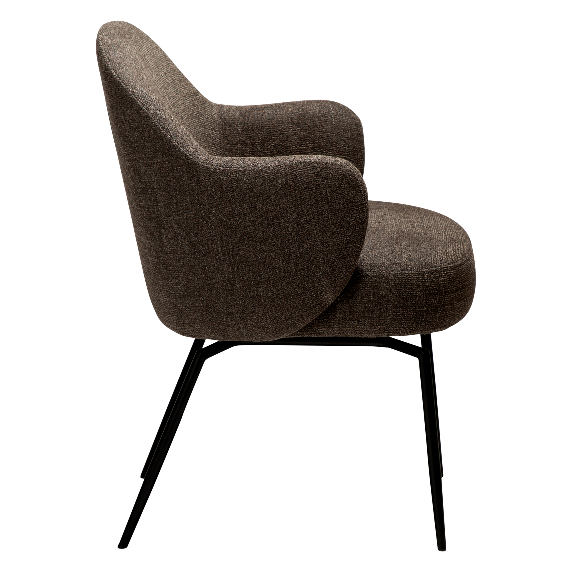 [var:Bezug=Hauptbrauner Bouclé-Stoff mit schwarzen Schwenkbeinen] BAE Drehstuhl