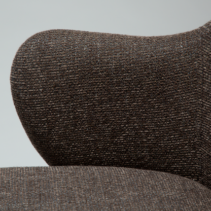 [var:Bezug=Hauptbrauner Bouclé-Stoff mit schwarzen Schwenkbeinen] BAE Drehstuhl