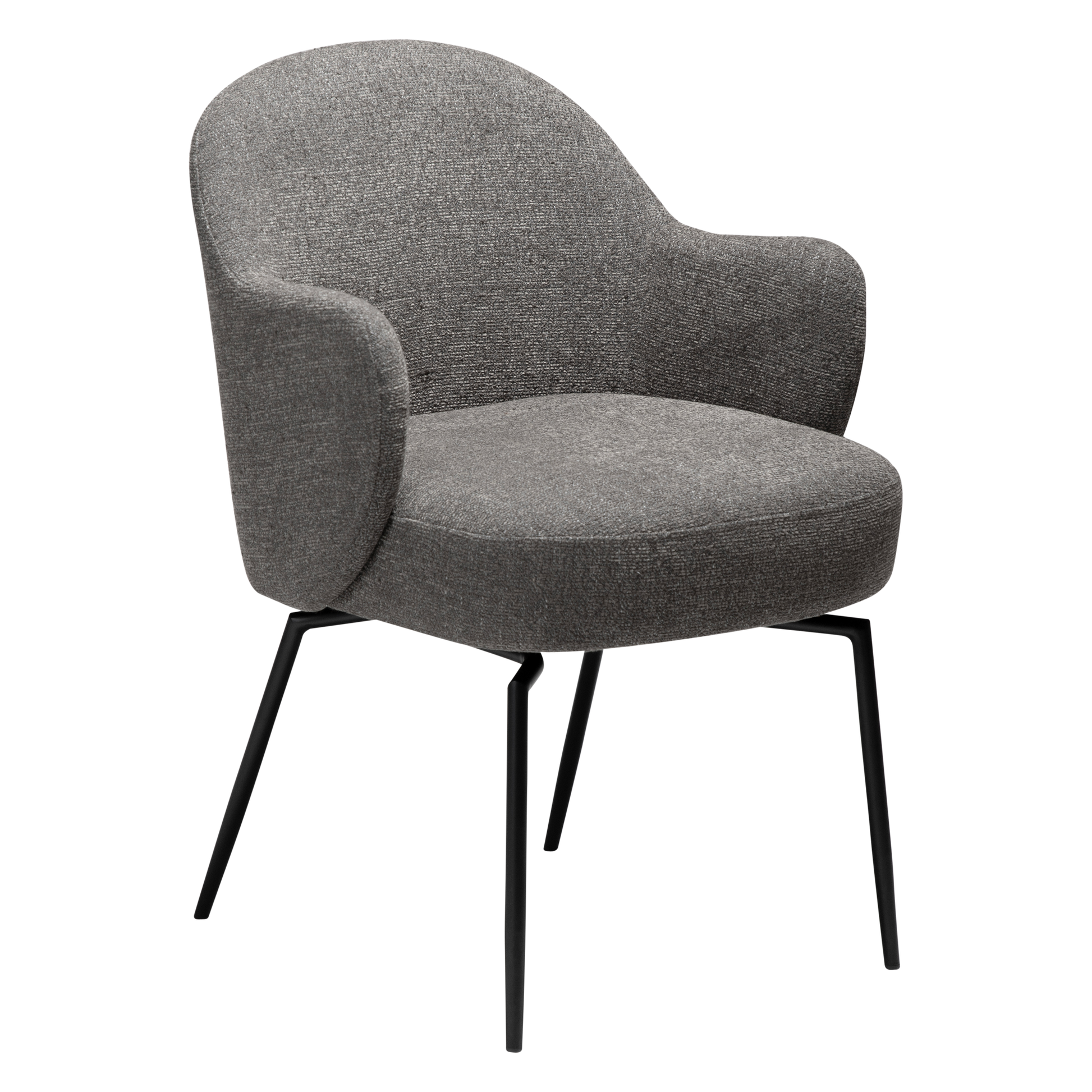 [var:Bezug=Kiesel-Erde Bouclé-Stoff mit schwarzen Schwenkbeinen] BAE Drehstuhl