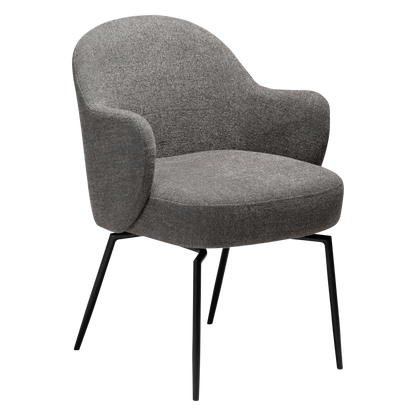 [var:Bezug=Kiesel-Erde Bouclé-Stoff mit schwarzen Schwenkbeinen] BAE Drehstuhl