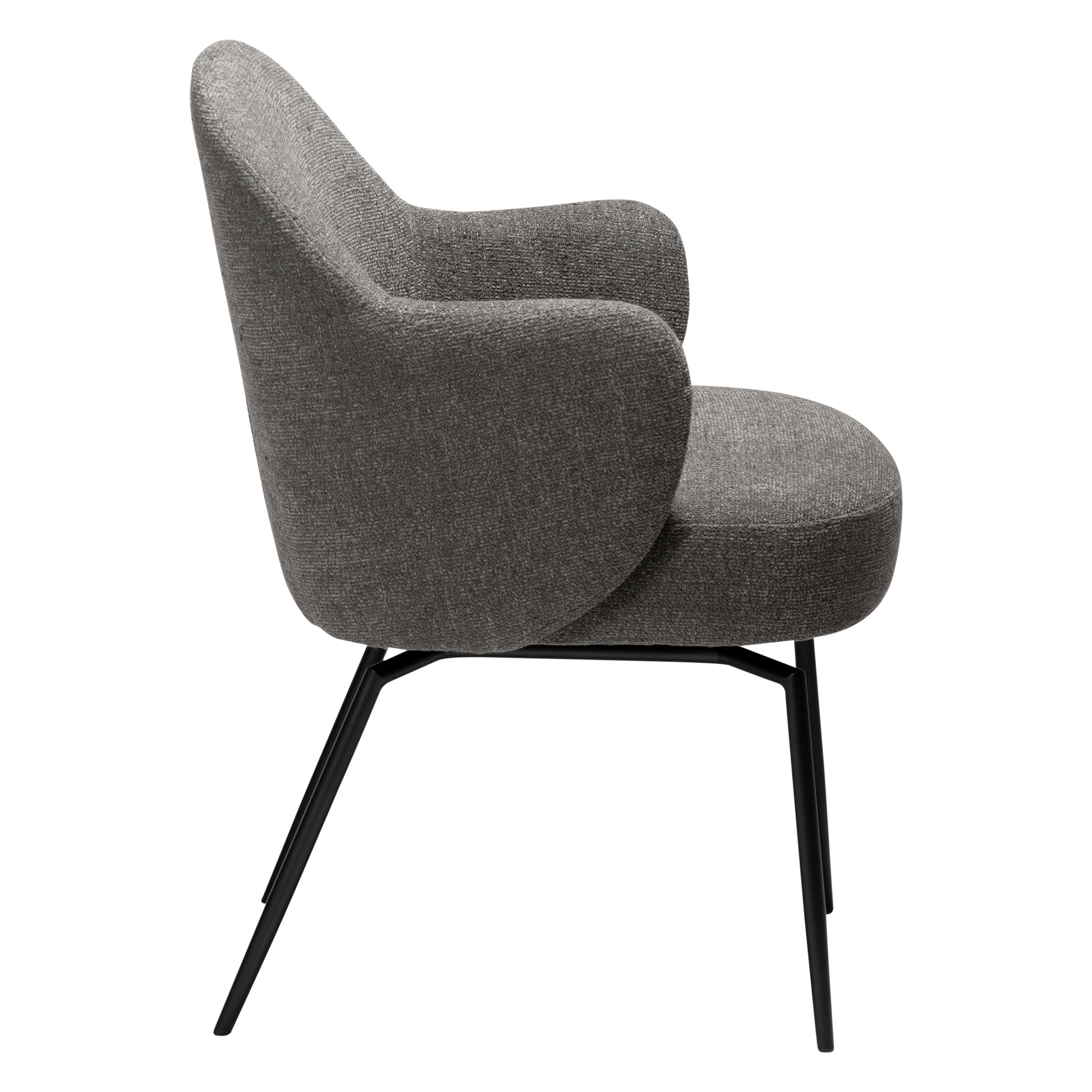 [var:Bezug=Kiesel-Erde Bouclé-Stoff mit schwarzen Schwenkbeinen] BAE Drehstuhl