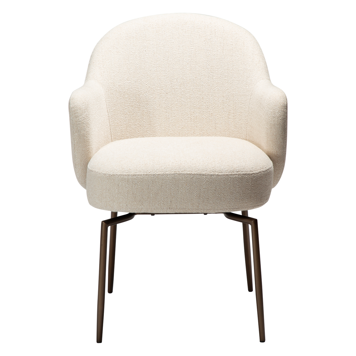 [var:Bezug=Einfach beiger Bouclé-Stoff mit antiken Messing-Drehbeinen] BAE Drehstuhl