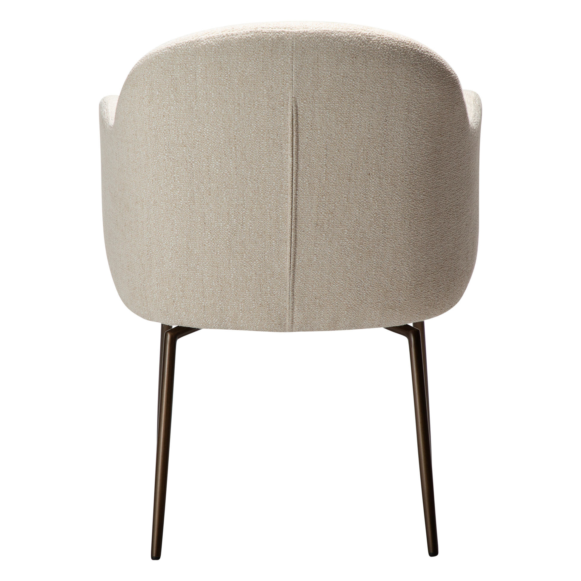 [var:Bezug=Einfach beiger Bouclé-Stoff mit antiken Messing-Drehbeinen] BAE Drehstuhl