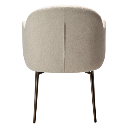 [var:Bezug=Einfach beiger Bouclé-Stoff mit antiken Messing-Drehbeinen] BAE Drehstuhl