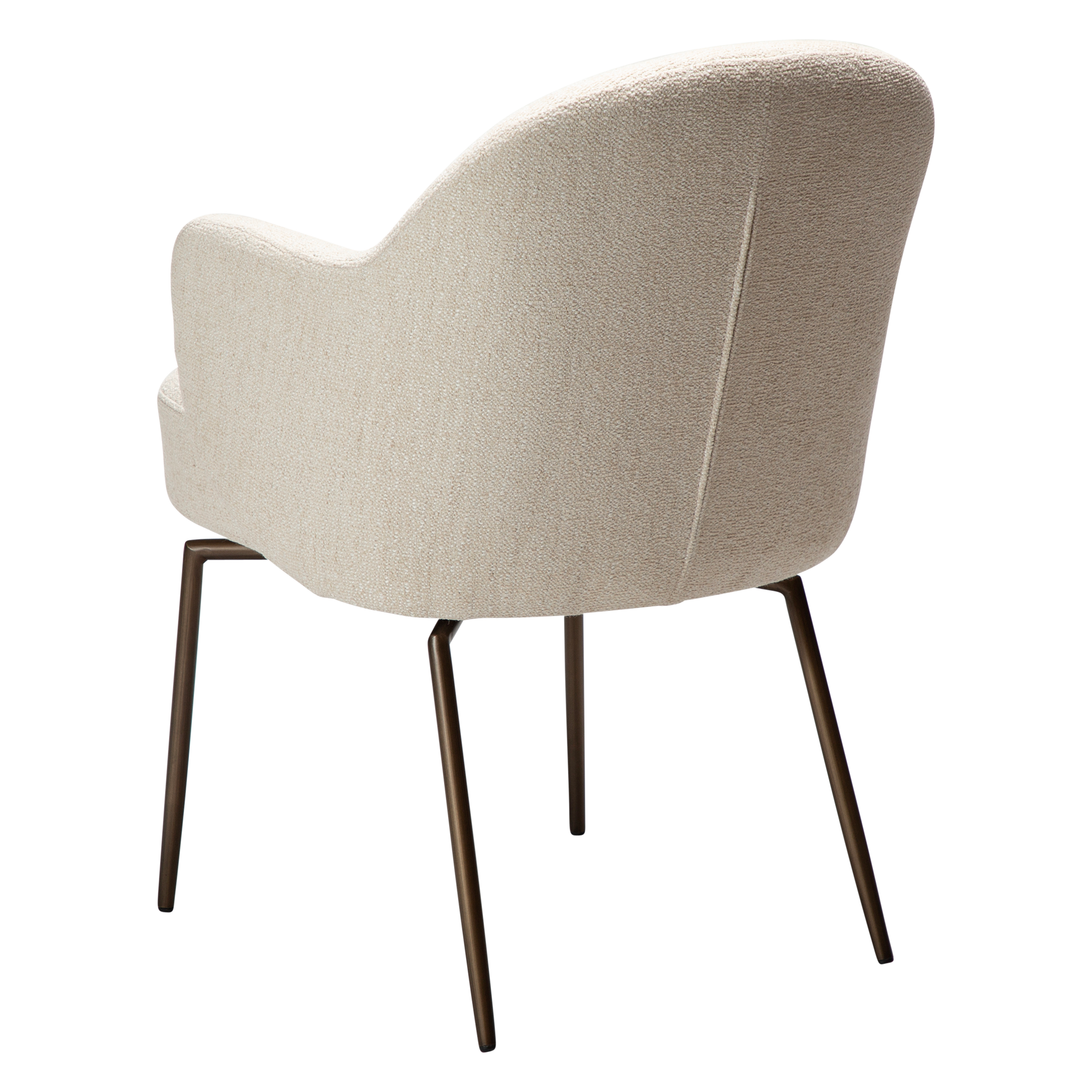 [var:Bezug=Einfach beiger Bouclé-Stoff mit antiken Messing-Drehbeinen] BAE Drehstuhl